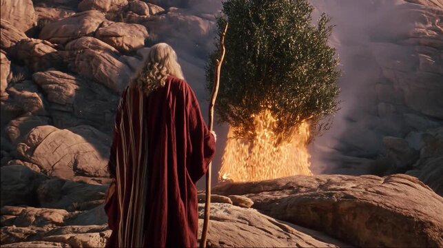 Moses Observing the Burning Bush on Mount Sinai