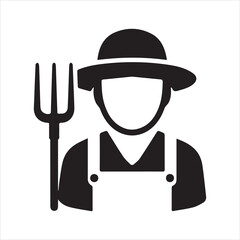 Agriculture Worker icon silhouette vector with white background
