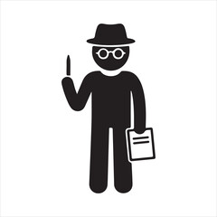 Writer icon silhouette vector with white background