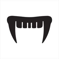 Vampire Fangs icon silhouette vector with white background