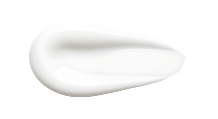 A single white creamy cosmetic product smear texture sample isolated on transparent background