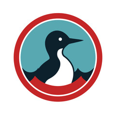 Black and White Bird in Circle Emblem guillemot seabird