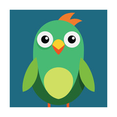 Adorable Green Cartoon Bird with Yellow Chest illustration
