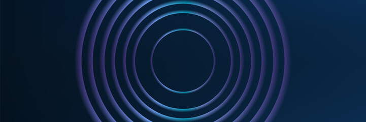 Abstract 3d background with modern futuristic sphere circle blue purple gradient and lights. Vector abstract graphic design banner pattern presentation background