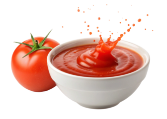 red tomato ketchup splashes isolated on white background PNG.AI GENERATED