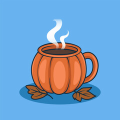 Pumpkin Coffee Cup Autumn Fall Drink Illustration