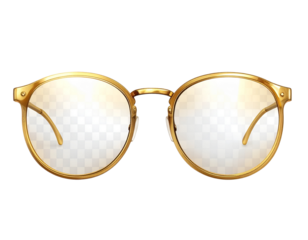 Golden glasses isolated on transparent background.