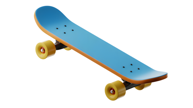 Vibrant blue skateboard with yellow wheels ready for action and adventure - Powered by Adobe