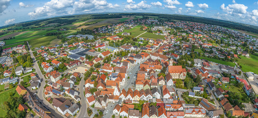 Monheim im Donau-Ries Ferienland in Nordschwaben aus der Vogelperspektive