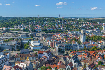 Blick über die Ulmer Innenstadt zum Stadtteil Michelsberg