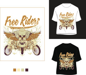 Occult Gothic Skull with Wings and All Seeing Eye | Dark T-Shirt Vector Design Print Ready