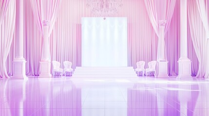 Elegant Pink Ceremony Stage with Drapes and Chairs in Luxury Venue