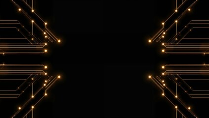 electronic circuit background with golden connection lines