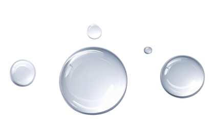 Pure clear water drops realistic or realistic drops on an isolated transparent background. Png transparency