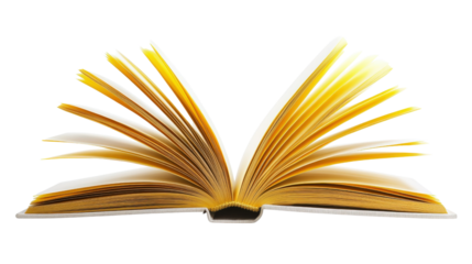 Open yellow book isolated on a transparent background