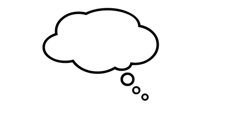 Cloud Shaped Thought Bubble Outline with Bubbles on White Background speech bubble chat bubble isolated on a transparent background