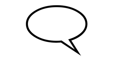 Empty Oval Speech Bubble Outline with Tail Pointing Down- Left on White Background talk bubble isolated on a transparent background