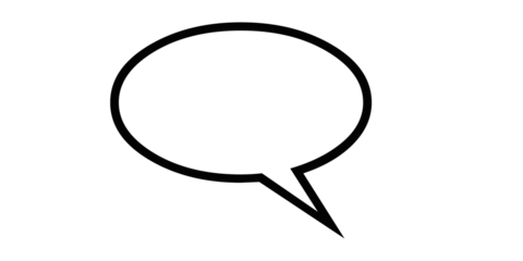 Empty Oval Speech Bubble Outline with Tail Pointing Down- Left on White Background talk bubble isolated on a transparent background