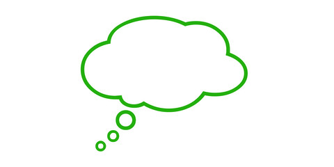 Green Thought Bubble Outline with Speech Bubbles on White Background green outline empty isolated on a transparent background