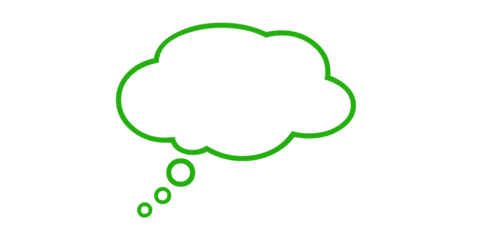 Green Thought Bubble Outline with Speech Bubbles on White Background green outline empty isolated on a transparent background