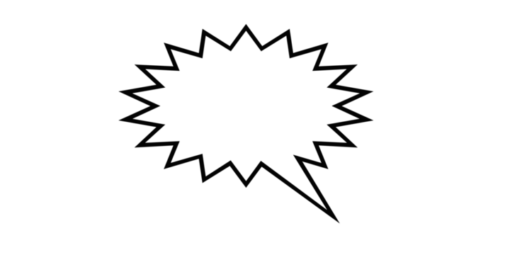 Jagged starburst speech bubble with a pointed tail on a white background explosion comic isolated on a transparent background