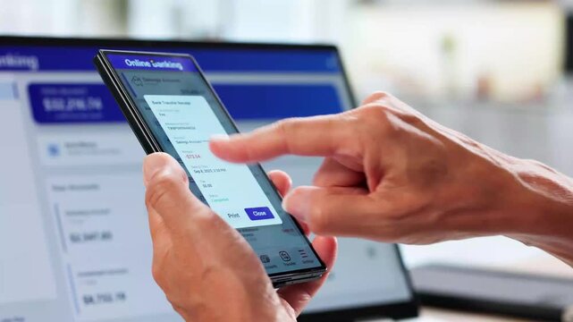 Woman Making Secure Online Bank Transfer