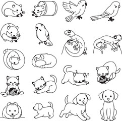 set of funny animals