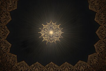 Golden mandala sunburst pattern ornamental