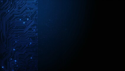 Circuit Board Close Up Digital Tech Design in Blue Light and Dark Contrast