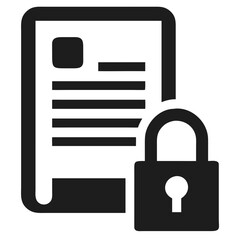 Document with lock icon outline paper security futuristic silhouette vector transparent icon