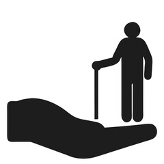 Elderly Person Silhouette Supported by a Helping Hand futuristic silhouette vector transparent icon