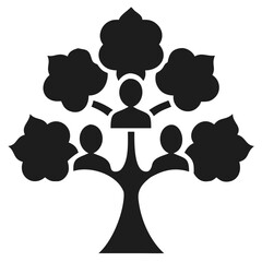 Family Tree Icon with People Silhouettes and Cloud- futuristic silhouette vector transparent icon