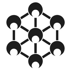 Geometric Molecule Structure Icon With Central Sphere futuristic silhouette vector transparent icon