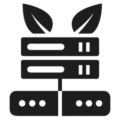 Green Server Icon With Leaves On White Background futuristic silhouette vector transparent icon