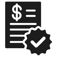 Invoice with dollar sign and a verified checkmark futuristic silhouette vector transparent icon