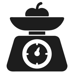 Kitchen Scale Icon with Apple and Dial weighing futuristic silhouette vector transparent icon