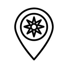 Location Pin Icon With Compass Rose Symbol Inside futuristic silhouette vector transparent icon