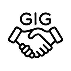 Outline Icon of a Handshake with the Letters GIG futuristic silhouette vector transparent icon