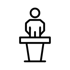 Outline icon of a person standing at a podium woman futuristic silhouette vector transparent icon