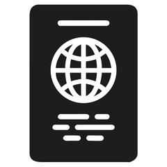 Passport Icon With Globe Symbol And Text Lines travel futuristic silhouette vector transparent icon