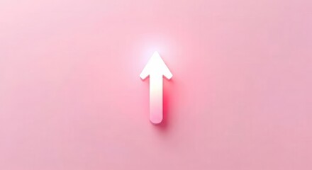 Glowing white arrow points upwards on a pink background