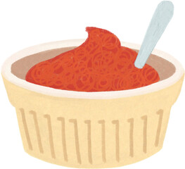 Spicy Red Sauce in Bowl Illustration – Chili or Gochujang”