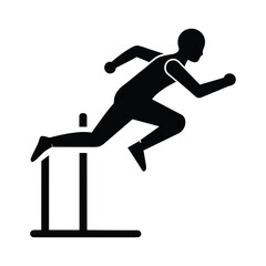 Runner Hurdling Obstacle Icon Isolated on White Background