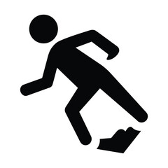 Person Slipping on Ice Vector Icon Isolated on White Background