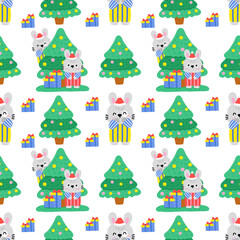 seamless pattern with christmas trees