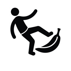 Person Slipping on Banana Peel Icon Isolated on White Background