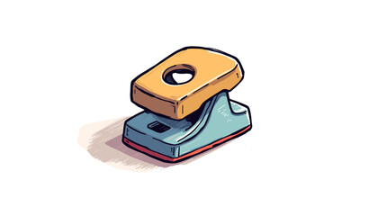 Colorful paper hole puncher in minimalist style on white background  