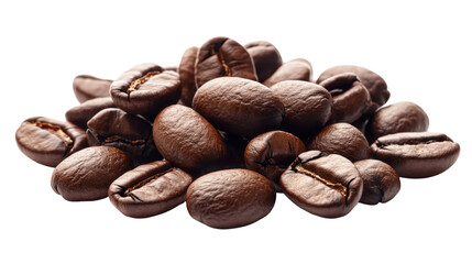 Naklejka premium Pile of Roasted Coffee Beans isolated on a transparent background