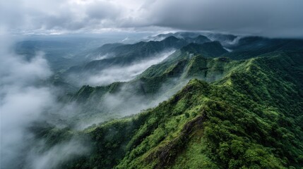 Obraz premium Misty mountain range landscape