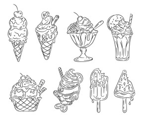 Cute hand drawn ice cream vector